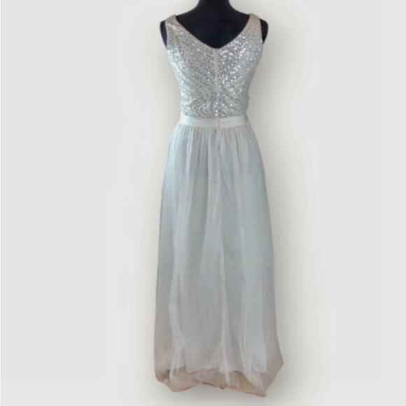 VINVV Women's Sequined Formal Gown White Small Polyester Prom Wedding Sleeveless - Picture 4 of 7